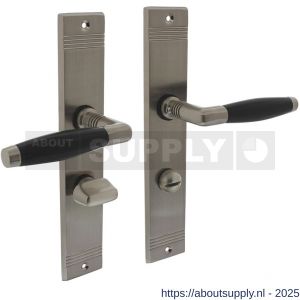 Intersteel Living 0238 deurkruk Ton Basic met schild rechthoekig met rillen 235x43 mm WC 63/8 mm nikkel mat-ebbenhout - S26009102 - afbeelding 1