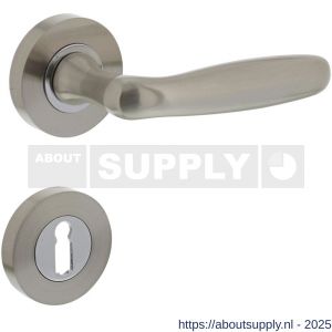 Intersteel 1692 deurkruk Bjorn op rozet verdekt diameter 52x10 mm met nokken en sleutelrozetten nikkel mat - S26005102 - afbeelding 1