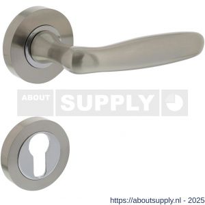 Intersteel 1692 deurkruk Bjorn op rozet verdekt diameter 52x10 mm met nokken en cilinderrozetten nikkel mat - S26005103 - afbeelding 1