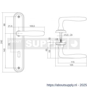 Intersteel 1692 deurkruk Bjorn op schild ovaal 242x43 mm sleutelgat 72 mm nikkel mat - S26008103 - afbeelding 2