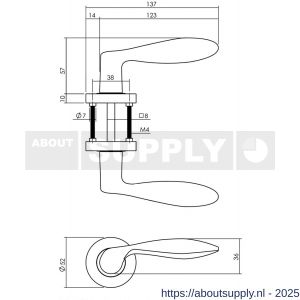Intersteel Living 1695 deurkruk George op rozet verdekt diameter 52x10 mm met nokken nikkel mat - S26000449 - afbeelding 2