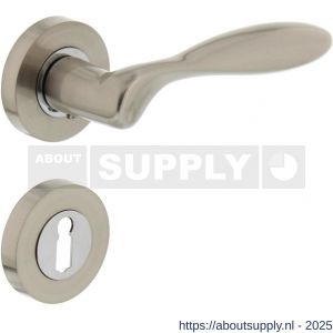 Intersteel 1695 deurkruk George op rozet verdekt diameter 52x10 mm met nokken en sleutelrozetten nikkel mat - S26005112 - afbeelding 1