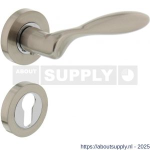 Intersteel 1695 deurkruk George op rozet verdekt diameter 52x10 mm met nokken en cilinderrozetten nikkel mat - S26005113 - afbeelding 1