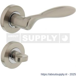 Intersteel 1695 deurkruk George op rozet verdekt diameter 52x10 mm met nokken en WC-sluiting met stift 8x8 mm nikkel mat - S26005114 - afbeelding 1