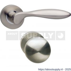 Intersteel 1695 knop-kruk garnituur rechts George op rozet verdekt diameter 52x10 mm met nokken en cilinderrozetten nikkel mat - S26005117 - afbeelding 1