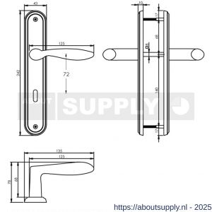 Intersteel Living 1695 deurkruk George op schild ovaal 242x43 mm sleutelgat 72 mm nikkel mat - S26005120 - afbeelding 2