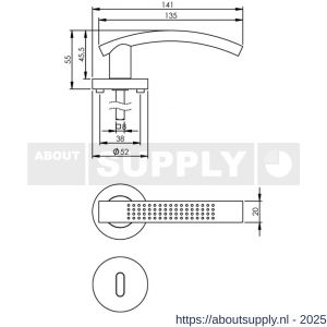 Intersteel 1696 deurkruk William op rozet verdekt diameter 52x10 mm met nokken en sleutelrozetten chroom-nikkel mat - S26005125 - afbeelding 2