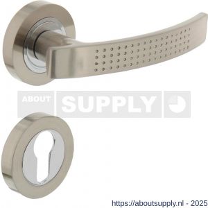 Intersteel 1696 deurkruk William op rozet verdekt diameter 52x10 mm met nokken en cilinderrozetten chroom-nikkel mat - S26005126 - afbeelding 1