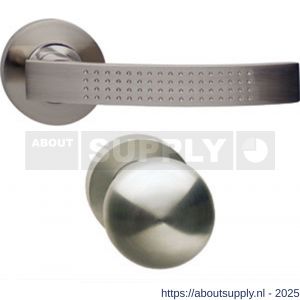 Intersteel 1696 knop-kruk garnituur links William op rozet verdekt diameter 52x10 mm met nokken en cilinderrozetten chroom-nikkel mat - S26005130 - afbeelding 1