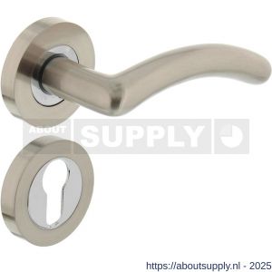 Intersteel 1699 deurkruk Marieke op rozet verdekt diameter 52x10 mm met nokken en cilinderrozetten chroom-nikkel mat - S26005135 - afbeelding 1