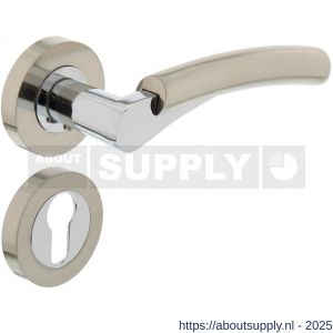Intersteel 1700 deurkruk Bryan op rozet verdekt diameter 52x10 mm met nokken en cilinderrozetten chroom-nikkel mat - S26005141 - afbeelding 1