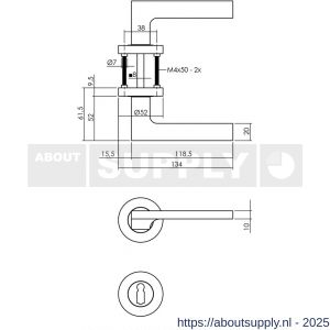 Intersteel 1705 deurkruk Ben op rozet verdekt diameter 52x10 mm met nokken en sleutelrozetten chroom-nikkel mat - S26005148 - afbeelding 2
