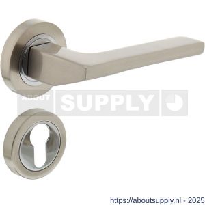 Intersteel 1705 deurkruk Ben op rozet verdekt diameter 52x10 mm met nokken en cilinderrozetten chroom-nikkel mat - S26008109 - afbeelding 1