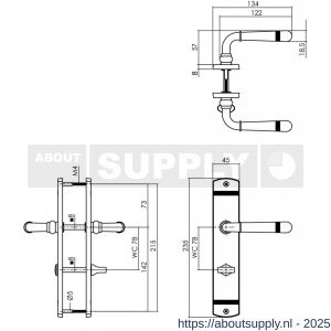 Intersteel 1705 deurkruk Helena op schild afgerond 235x45 mm WC 78/8 mm nikkel mat - S26005155 - afbeelding 2