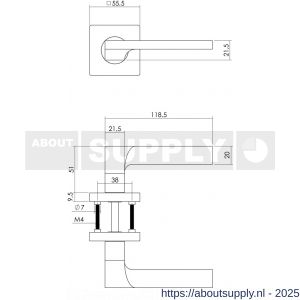 Intersteel Living 1715 deurkruk Ben op rozet verdekt 55x55x10 mm met nokken chroom-nikkel mat - S26005164 - afbeelding 2
