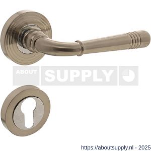 Intersteel 1725 deurkruk Helena op rozet verdekt met rillen diameter 55x10 mm met nokken en cilinderrozetten chroom nikkel mat - S26001779 - afbeelding 1