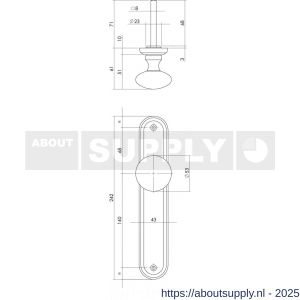 Intersteel 2126 knopschild ovaal 242x43x10 mm met vaste knop Paddenstoel en wisselstift M10-8x89 mm blind nikkel mat - S26005174 - afbeelding 2