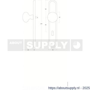 Intersteel 2126 knopschild ovaal 242x43x10 mm met vaste knop Paddenstoel en wisselstift M10-8x89 mm sleutelgat 56 mm nikkel mat - S26005175 - afbeelding 2