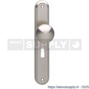 Intersteel 2126 knopschild ovaal 242x43x10 mm met vaste knop Paddenstoel en wisselstift M10-8x89 mm sleutelgat 56 mm nikkel mat - S26005175 - afbeelding 1