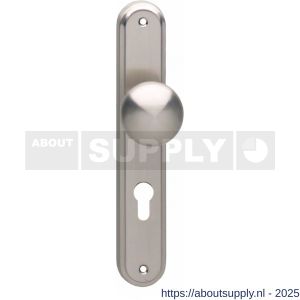 Intersteel 2126 knopschild ovaal 242x43x10 mm met vaste knop Paddenstoel en wisselstift M10-8x89 mm profielcilindergat 72 mm nikkel mat - S26005176 - afbeelding 1