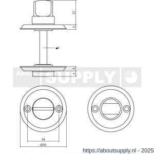 Intersteel 3173 WC-sluiting diameter 50x5 mm met stift 8x8 mm nikkel mat - S26002706 - afbeelding 2