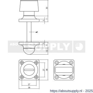 Intersteel Living 3183 WC-sluiting Basic 38x38x5 mm met stift 8x8 mm nikkel mat - S26007004 - afbeelding 2