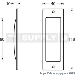 Intersteel Living 4476 schuifdeurkom rechthoekig 120x40 mm opschroevend nikkel mat - S26007652 - afbeelding 2