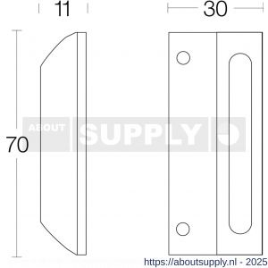Intersteel Living 5615 sluitplaat met kom 70x30 mm nikkel mat - S26007709 - afbeelding 2