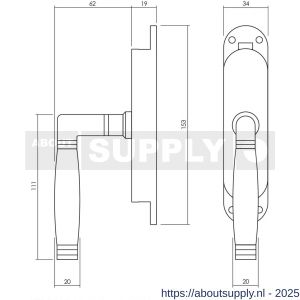 Intersteel Living 5620 set kruk-espagnolet rechts Ton 222 inclusief stangenset 2x 1250 mm nikkel mat-ebbenhout - S26009336 - afbeelding 2