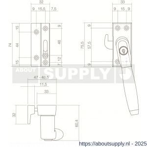Intersteel Living 6616 SKG* afsluitbare raamsluiting links inclusief sluitplaat met kom Ton 400 nikkel mat-ebbenhout - S26003826 - afbeelding 2