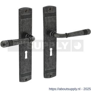 Intersteel Living 1705 deurkruk Helena op schild afgerond 235x45 mm sleutelgat 56 mm oud grijs - S26009108 - afbeelding 1