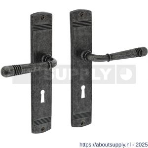 Intersteel 1705 deurkruk Helena op schild afgerond 235x45 mm sleutelgat 72 mm oud grijs - S26008138 - afbeelding 1