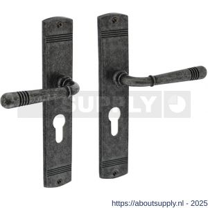 Intersteel 1705 deurkruk Helena op schild afgerond 235x45 mm profielcilindergat 72 mm oud grijs - S26008139 - afbeelding 1