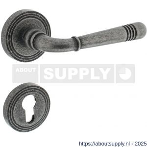 Intersteel 1725 deurkruk Helena op rozet verdekt met rillen diameter 55x10 mm met nokken en cilinderrozetten oud grijs - S26008144 - afbeelding 1