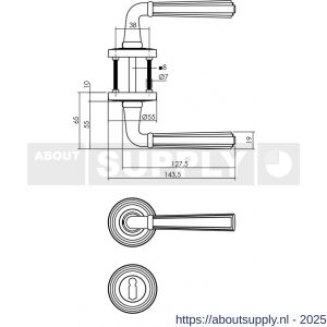 Intersteel 1735 deurkruk Bellevue op rozet verdekt met rillen diameter 55x10 mm met nokken en sleutelrozetten oud grijs - S26008148 - afbeelding 2