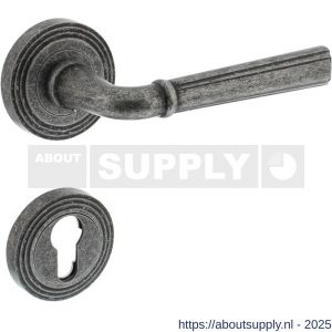 Intersteel 1735 deurkruk Bellevue op rozet verdekt met rillen diameter 55x10 mm met nokken en cilinderrozetten oud grijs - S26008149 - afbeelding 1