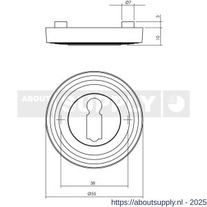 Intersteel Living 3178 sleutelrozetten verdekt met rillen diameter 55x10 mm en nokken oud grijs - S26011017 - afbeelding 2