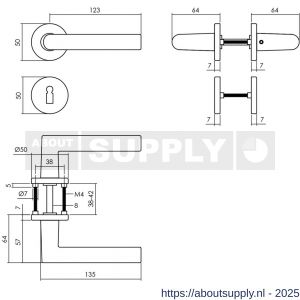 Intersteel 0055 deurkruk Broome met rozet verdekt diameter 50x7 mm met nokken en sleutelrozetten zwart - S26009116 - afbeelding 2