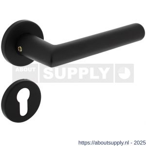 Intersteel 0055 deurkruk Broome met rozet verdekt diameter 50x7 mm met nokken en cilinderrozetten zwart - S26009117 - afbeelding 1
