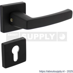 Intersteel 0057 deurkruk Moora met rozet verdekt 50x50x10 mm met nokken en cilinderrozetten zwart - S26009124 - afbeelding 1