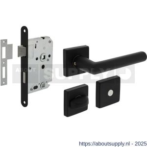 Intersteel Living 0058 set toiletslot 63/8 mm zwart met deurkruk Broome op rozet 50x50 mm en WC-sluiting zwart - S26011046 - afbeelding 1