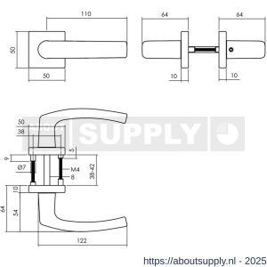 Intersteel Living 0059 set loopslot zwart met deurkruk Denham op rozet 50x50 mm zwart - S26011047 - afbeelding 2