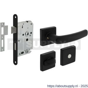 Intersteel Living 0059 set toiletslot 63/8 mm zwart met deurkruk Denham op rozet 50x50 mm en WC-sluiting zwart - S26011048 - afbeelding 1