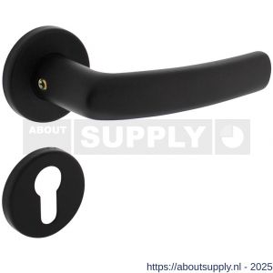 Intersteel 0060 deurkruk Denham met rozet verdekt diameter 50x7 mm met nokken en cilinderrozetten zwart - S26009139 - afbeelding 1
