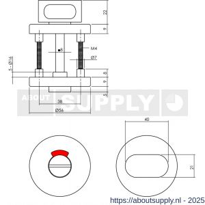 Intersteel Living 0100 WC-sluiting verdekt diameter 56x9 mm met nokken en stift 8x8 mm zwart - S26008171 - afbeelding 2