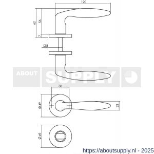 Intersteel 0199 deurkruk Sigaar op rozet verdekt diameter 49x7 mm en WC-sluiting met stift 8x8 mm zwart - S26010626 - afbeelding 2