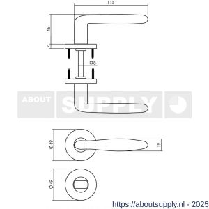 Intersteel 0200 deurkruk Phobos op rozet verdekt diameter 49x7 mm en WC-sluiting met stift 8x8 mm zwart - S26008179 - afbeelding 2