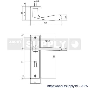 Intersteel Living 0201 deurkruk Banaan met schild rechthoekig 181x41 mm sleutelgat 56 mm zwart - S26008182 - afbeelding 2
