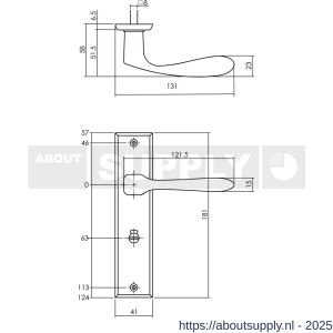 Intersteel Living 0201 deurkruk Banaan met schild rechthoekig 181x41 mm WC 63/8 mm zwart - S26008183 - afbeelding 2