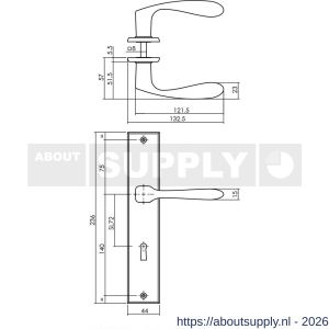 Intersteel 0211 deurkruk Banaan met schild rechthoekig 236x44 mm sleutelgat 72 mm zwart - S26009149 - afbeelding 2